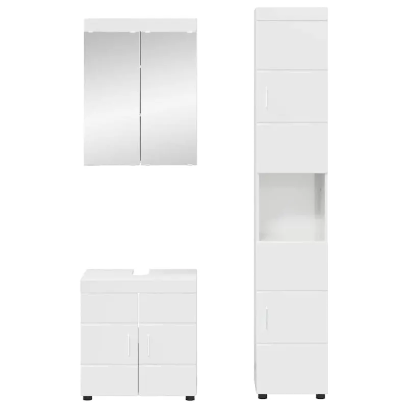 Vonios baldų rinkinys TULUM 3 pcs Aukštai blizganti balta