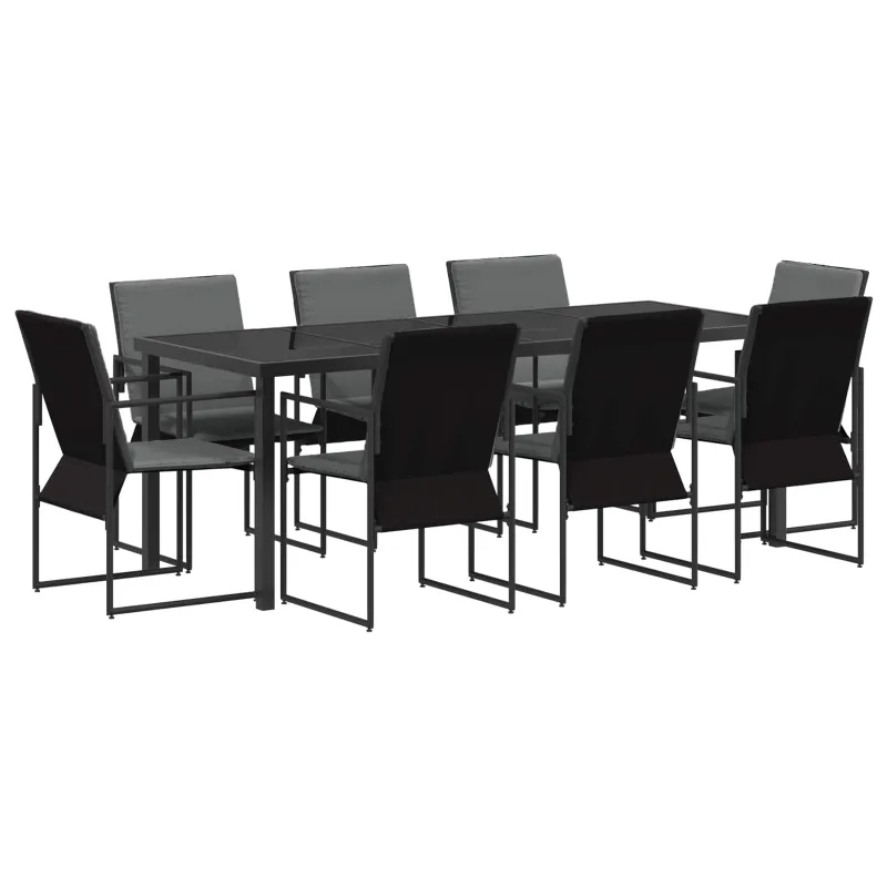 Sodo valgomojo komplektas 9 pcs Juoda ir Antracitas