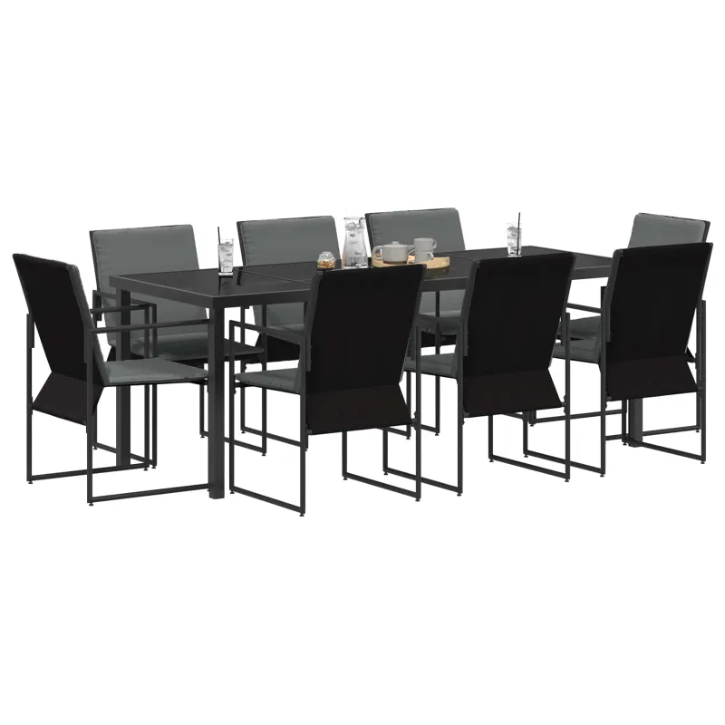 Sodo valgomojo komplektas 9 pcs Juoda ir Antracitas