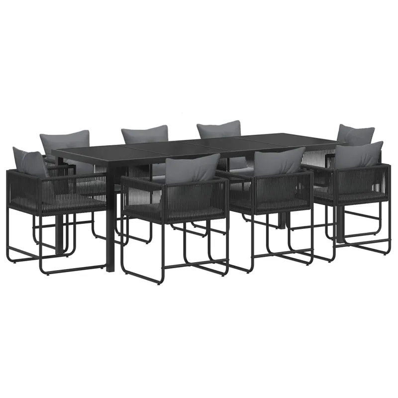 Sodo valgomojo komplektas 9 pcs Juoda ir Antracitas