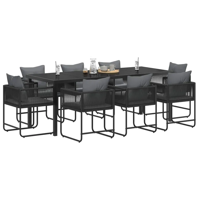 Sodo valgomojo komplektas 9 pcs Juoda ir Antracitas