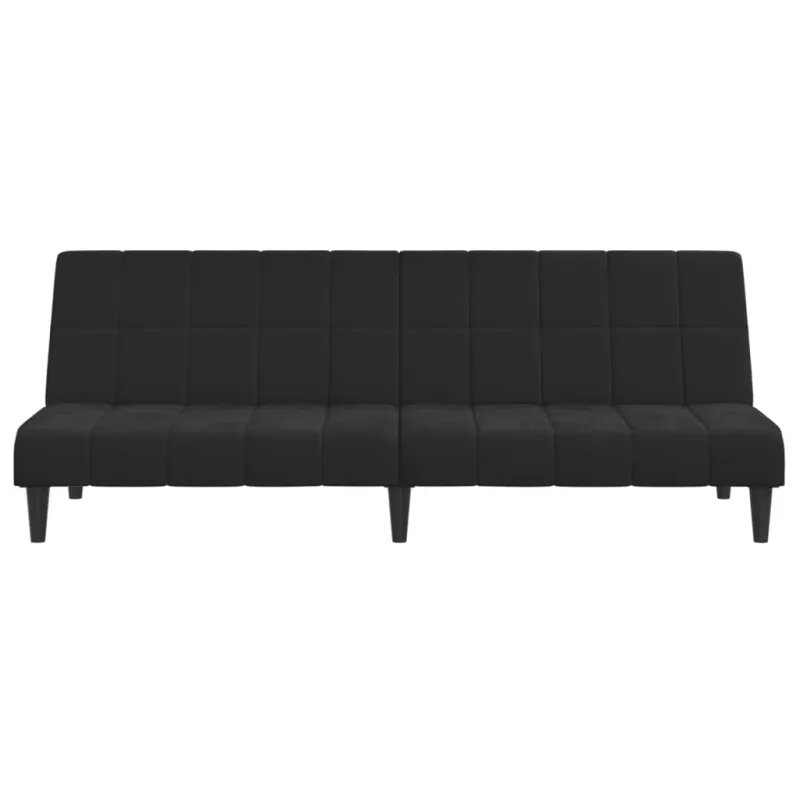 Dvivietė sofa-lova, juodos spalvos, aksomas