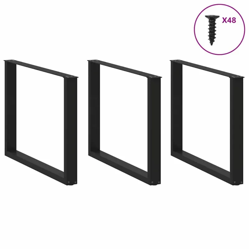 Valgomojo stalo kojelės, 3 vnt., juodos, 100x(72-73) cm, plienas, U formos