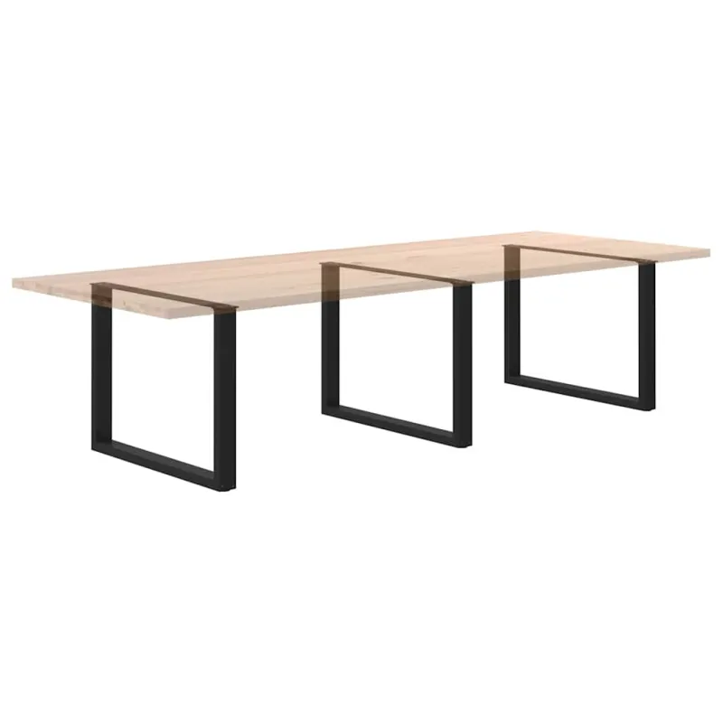 Valgomojo stalo kojelės, 3 vnt., juodos, 100x(72-73) cm, plienas, U formos