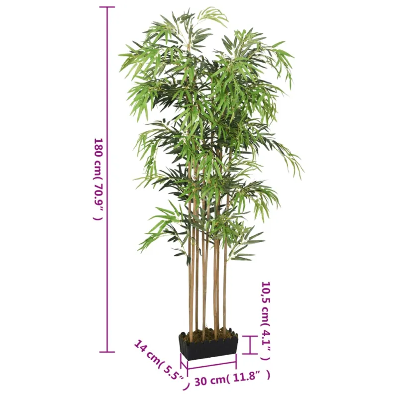 Dirbtinis bambukas, žalios spalvos, 180cm, 1605 lapai