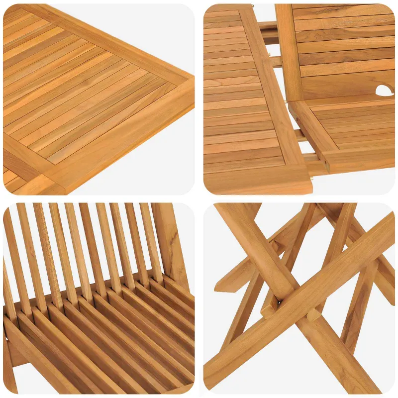 Sodo valgomojo komplektas 5 pcs Ruda Kieto teka medžio