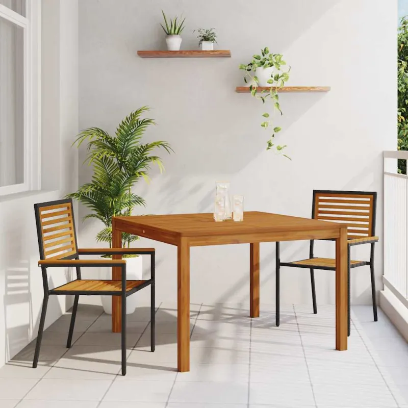 Sodo valgomojo komplektas 3 pcs Juoda Kietos akacijos mediena