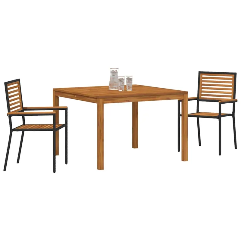 Sodo valgomojo komplektas 3 pcs Juoda Kietos akacijos mediena