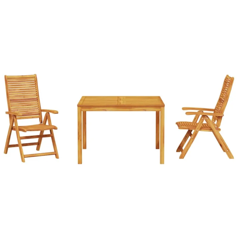 Sodo valgomojo komplektas 3 pcs Ruda Kietos akacijos mediena