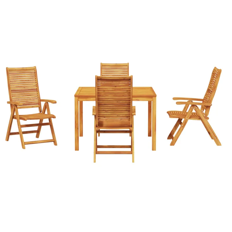 Sodo valgomojo komplektas 5 pcs Ruda Kietos akacijos mediena