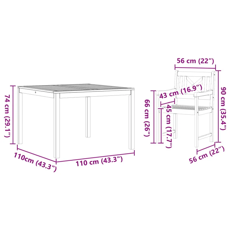 Sodo valgomojo komplektas 3 pcs Ruda Akacijos medienos masyvas