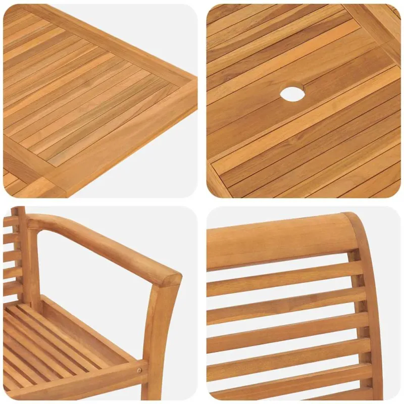 Sodo valgomojo komplektas 5 pcs Ruda Kieto teka medžio