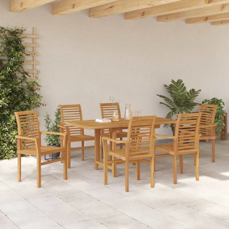 Sodo valgomojo komplektas 7 pcs Ruda Kieto teka medžio