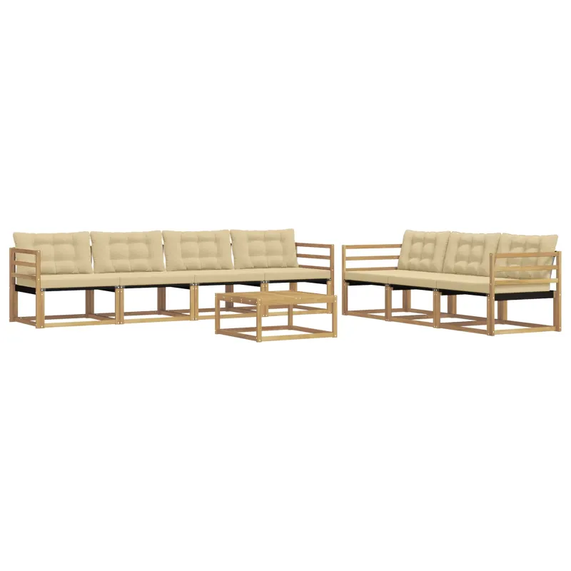 Lauko sofos komplektas 8 pcs Balta ir kreminė