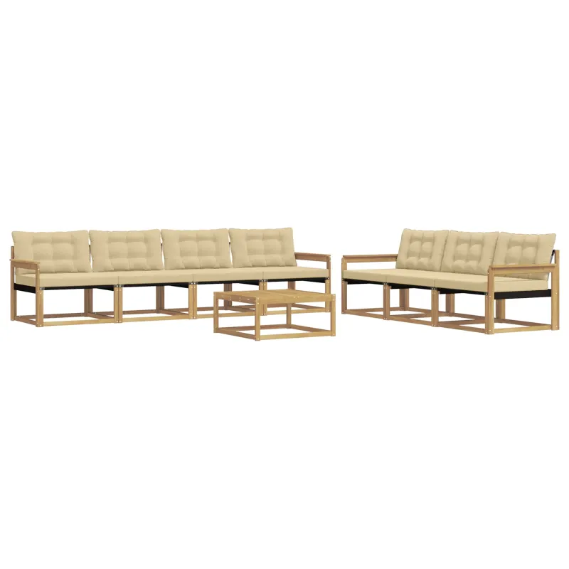 Lauko sofos komplektas 8 pcs Balta ir kreminė