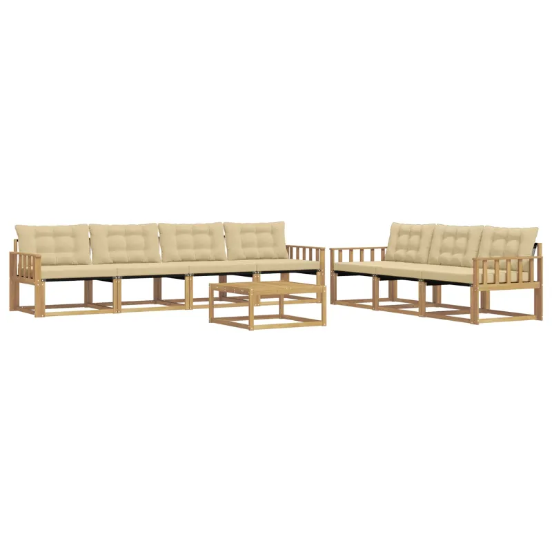 Lauko sofos komplektas 8 pcs Balta ir kreminė