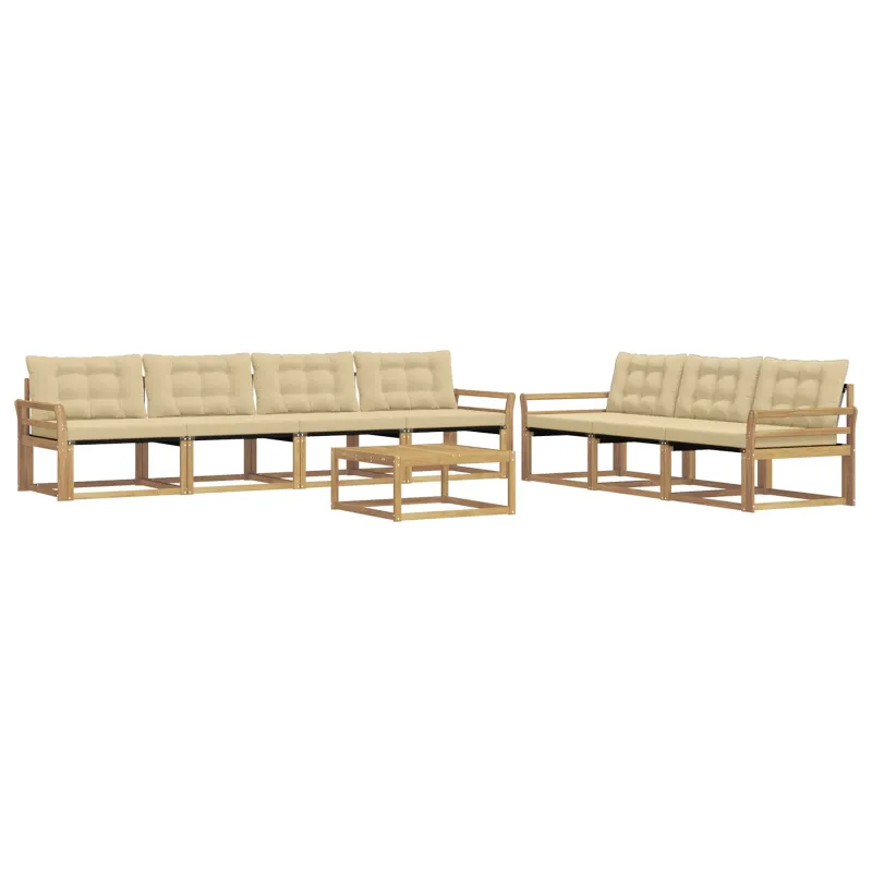 Lauko sofos komplektas 8 pcs Balta ir kreminė