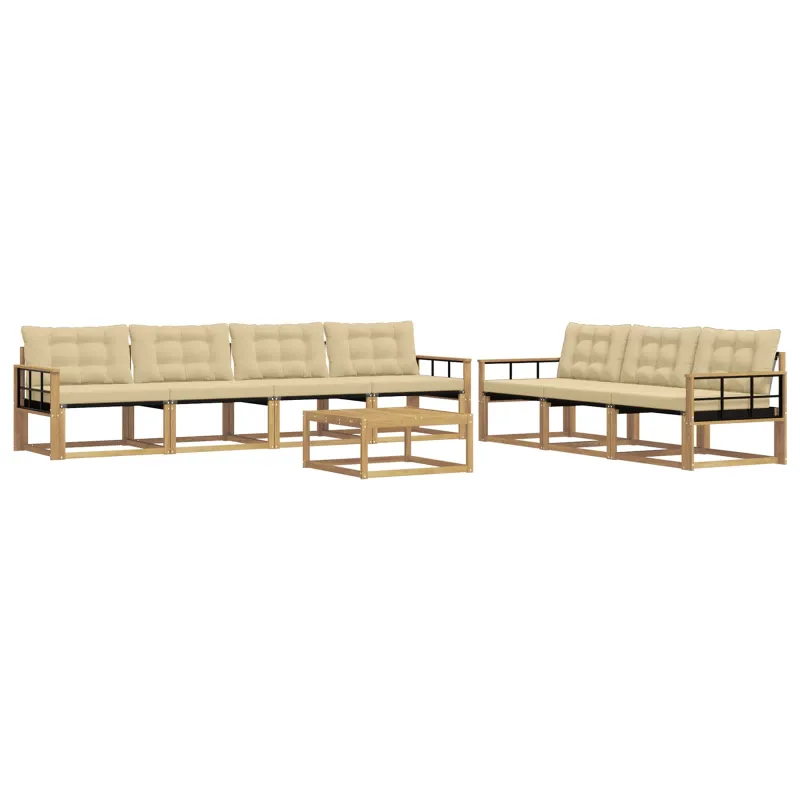 Lauko sofos komplektas 8 pcs Balta ir kreminė