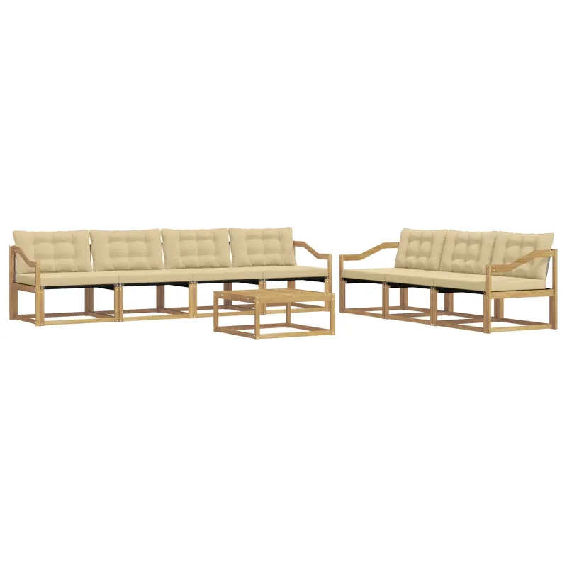 Lauko sofos komplektas 8 pcs Balta ir kreminė
