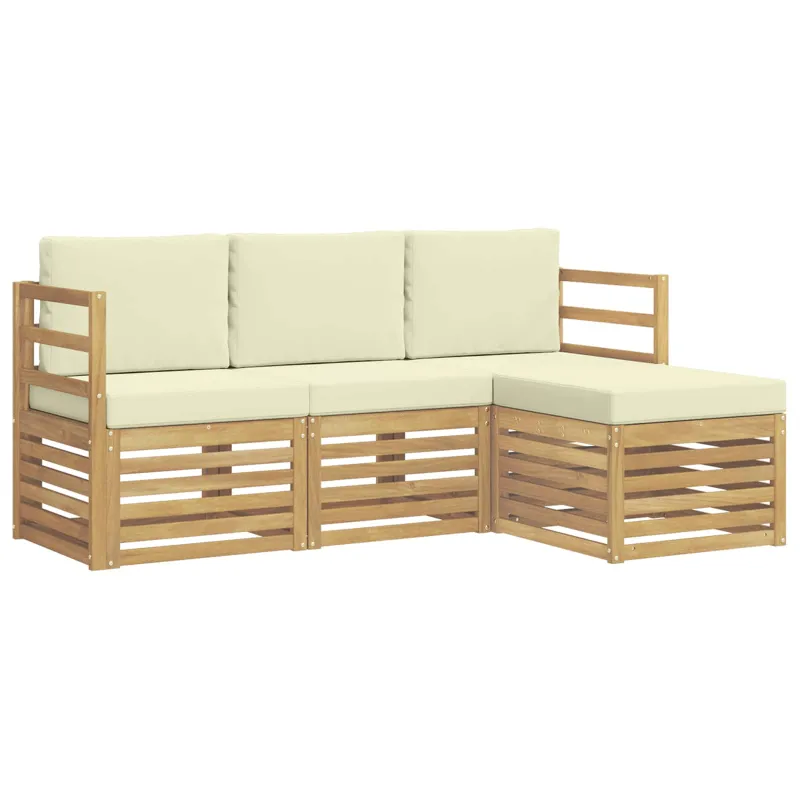 Lauko sofos komplektas 4 pcs Balta ir kreminė