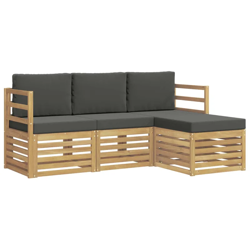Lauko sofos komplektas 4 pcs Balta ir antracito