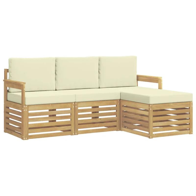 Lauko sofos komplektas 4 pcs Balta ir kreminė