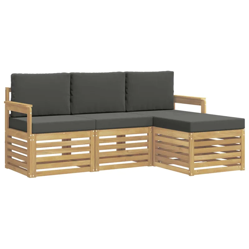 Lauko sofos komplektas 4 pcs Balta ir antracito