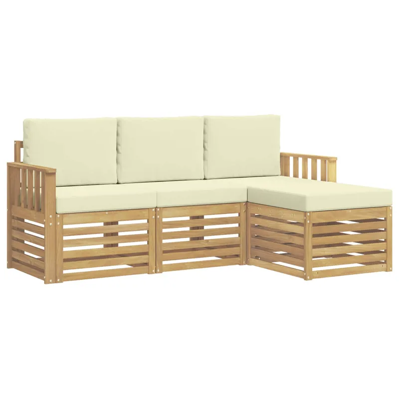 Lauko sofos komplektas 4 pcs Balta ir kreminė