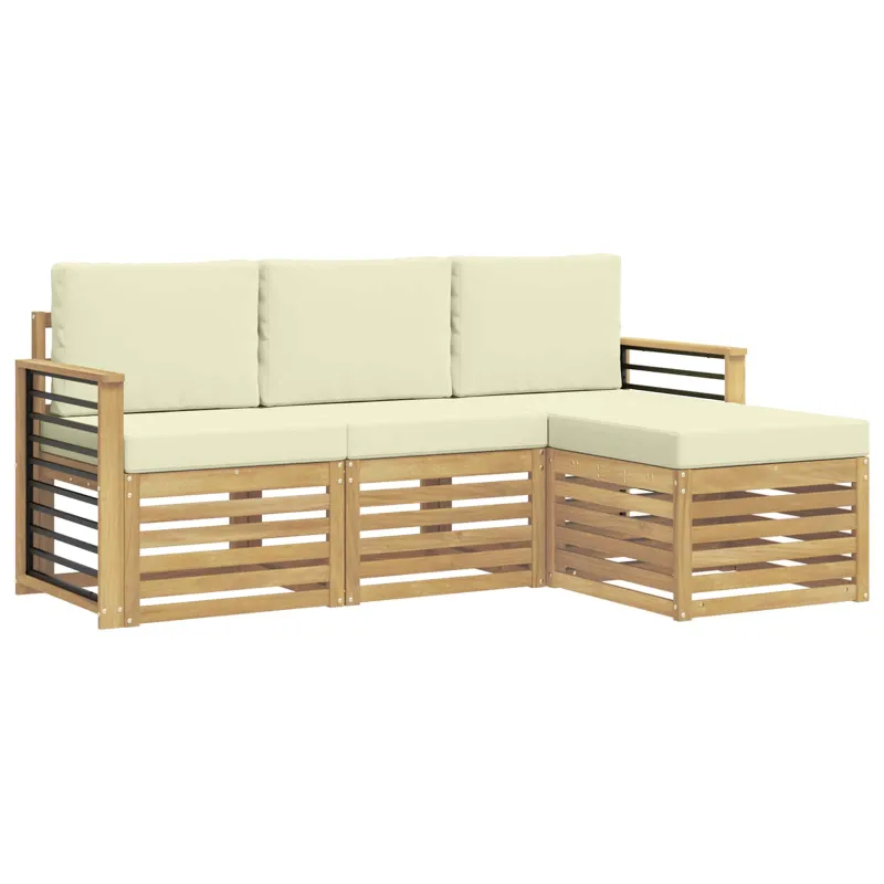 Lauko sofos komplektas 4 pcs Balta ir kreminė