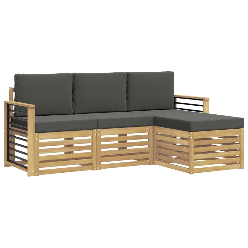 Lauko sofos komplektas 4 pcs Balta ir antracito