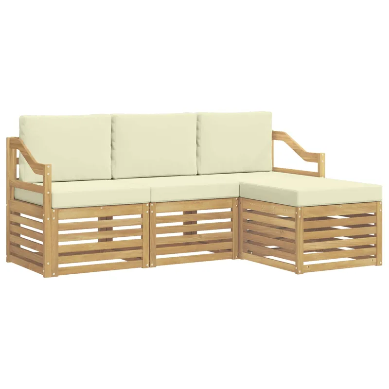 Lauko sofos komplektas 4 pcs Balta ir kreminė