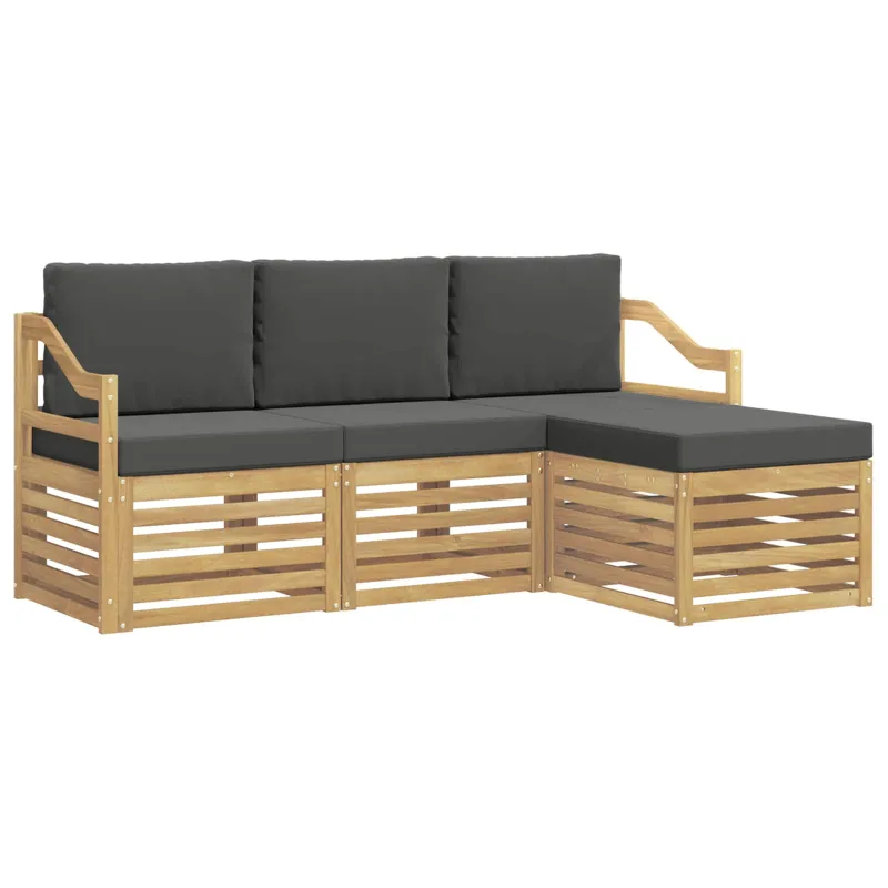 Lauko sofos komplektas 4 pcs Balta ir antracito