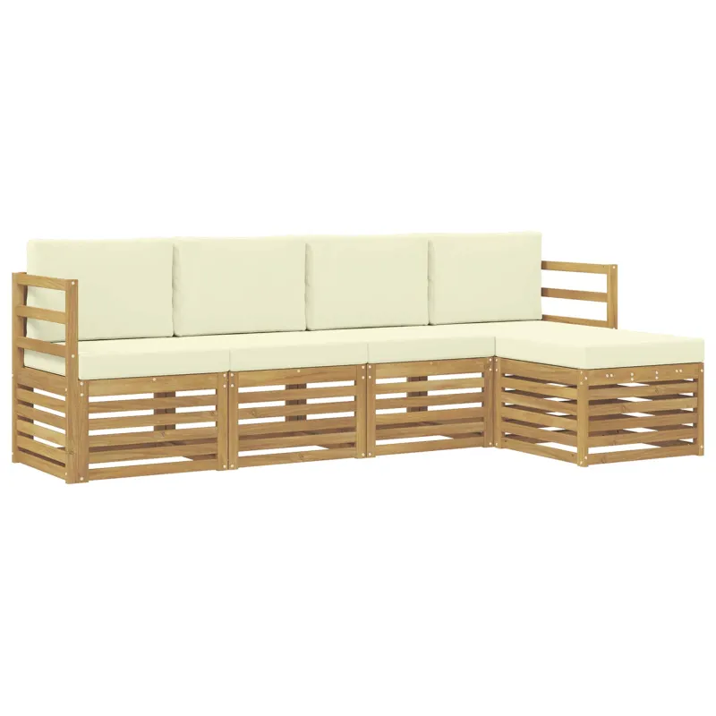 Lauko sofos komplektas 5 pcs Balta ir kreminė