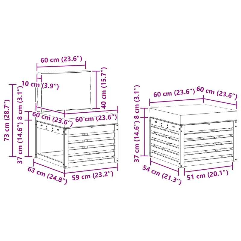 Lauko sofos komplektas 5 pcs Balta ir antracito