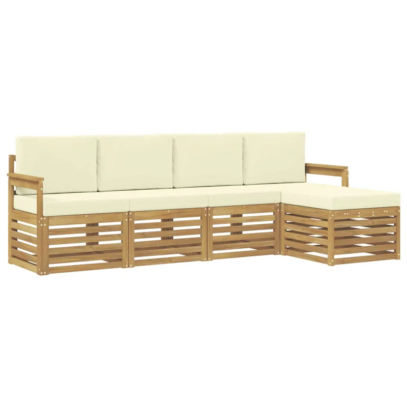Lauko sofos komplektas 5 pcs Balta ir kreminė