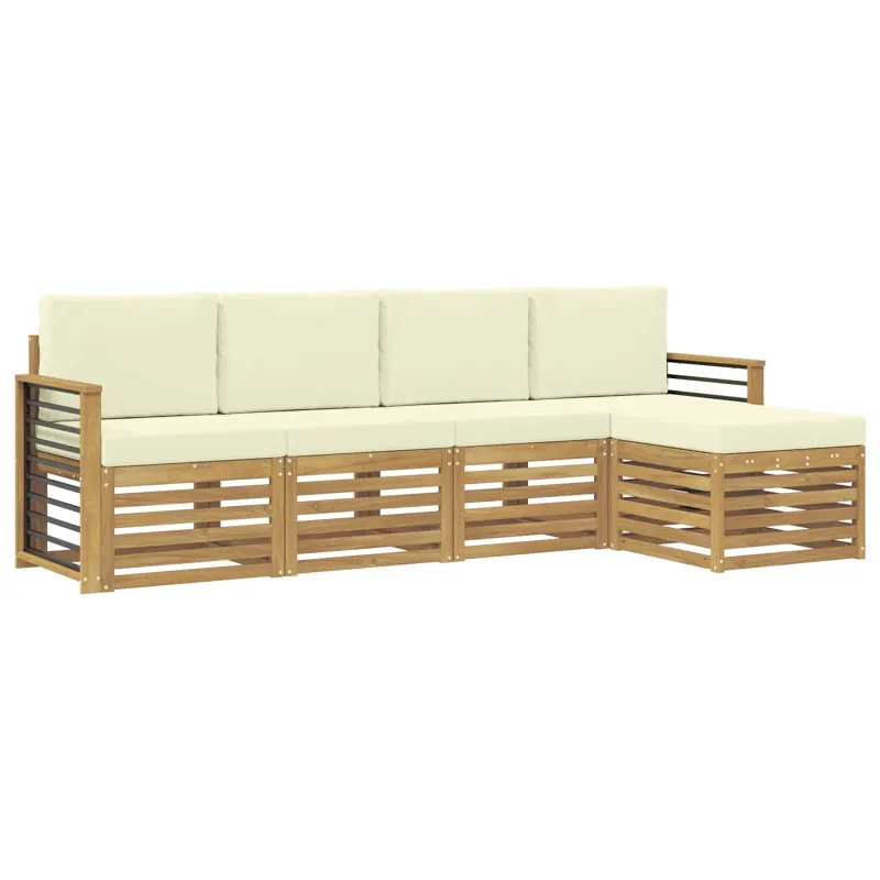 Lauko sofos komplektas 5 pcs Balta ir kreminė