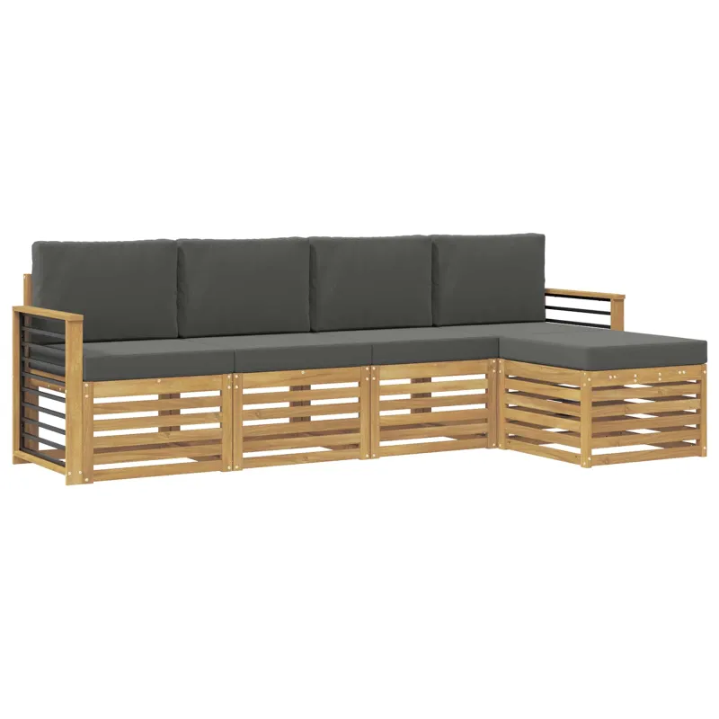 Lauko sofos komplektas 5 pcs Balta ir antracito