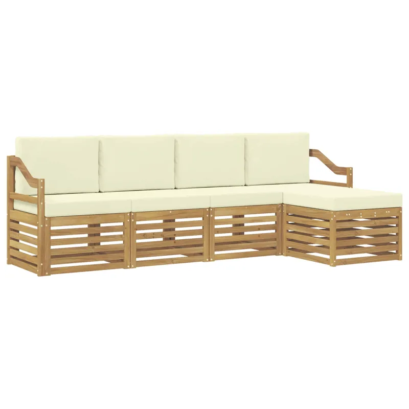 Lauko sofos komplektas 5 pcs Balta ir kreminė