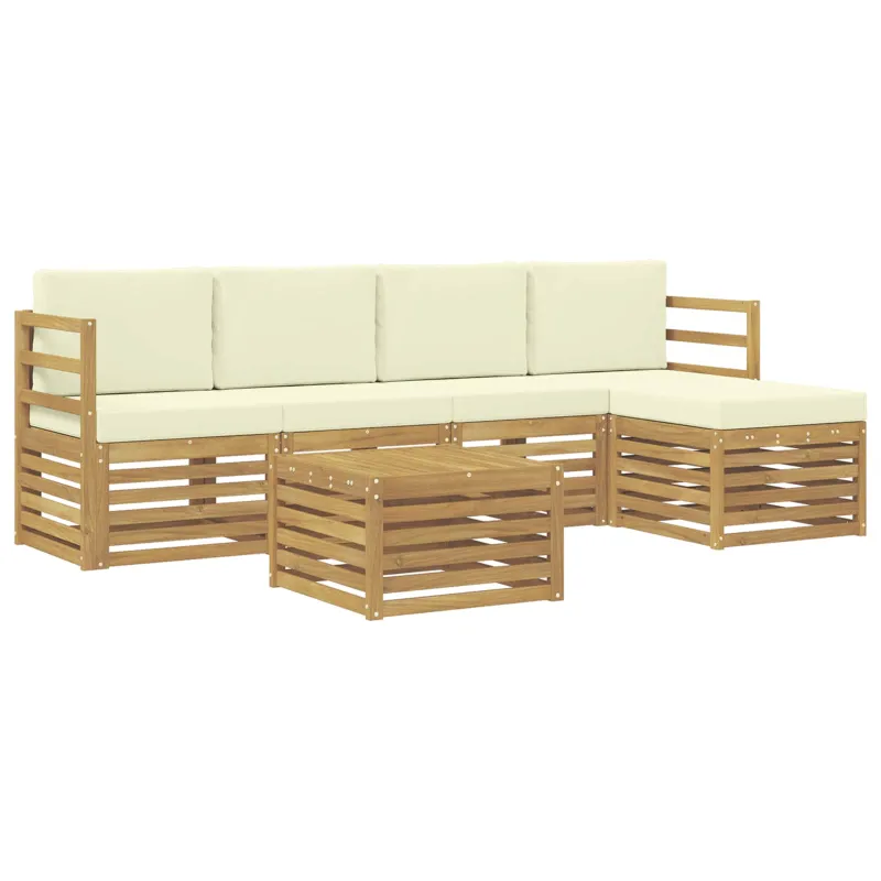 Lauko sofos komplektas 6 pcs Balta ir kreminė 59 x 59 x 37 cm