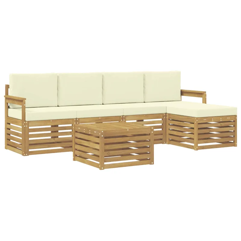 Lauko sofos komplektas 6 pcs Balta ir kreminė 59 x 59 x 37 cm
