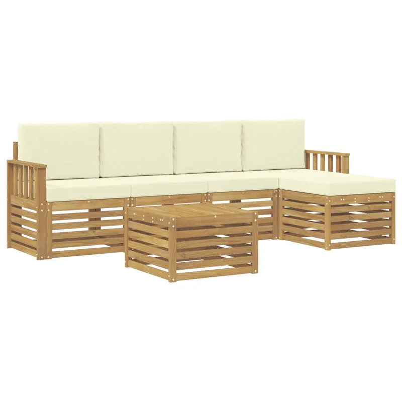 Lauko sofos komplektas 6 pcs Balta ir kreminė 59 x 59 x 37 cm