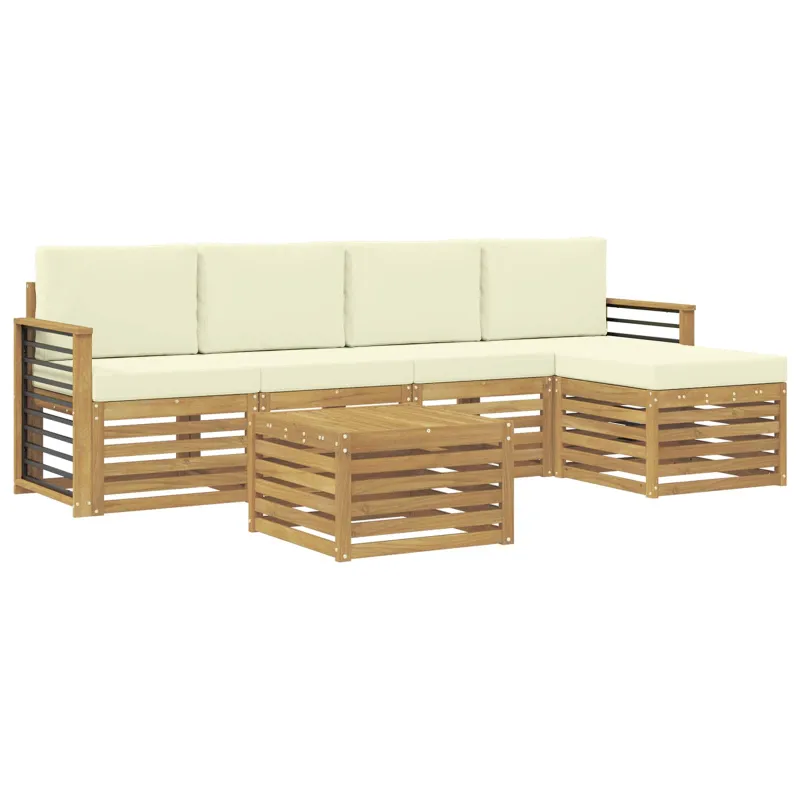 Lauko sofos komplektas 6 pcs Balta ir kreminė 59 x 59 x 37 cm