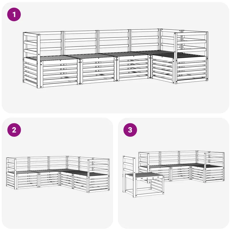 Lauko sofos komplektas 5 pcs Balta 245 x 126,5 x 73 cm