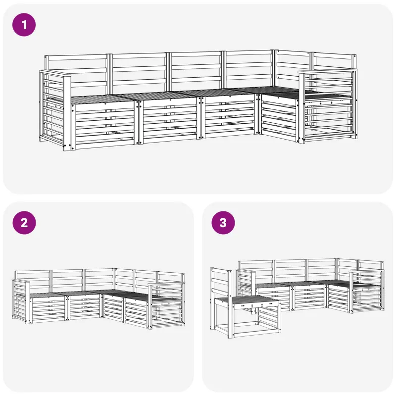 Lauko sofos komplektas 5 pcs Balta 247 x 128,5 x 73 cm