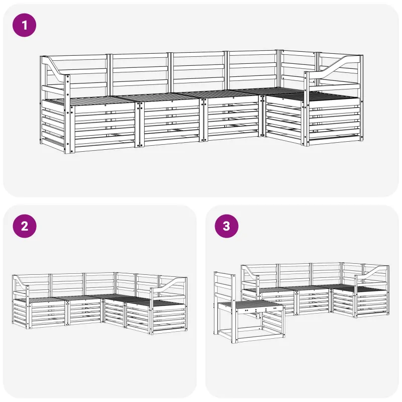 Lauko sofos komplektas 5 pcs Balta 245 x 126,5 x 73 cm