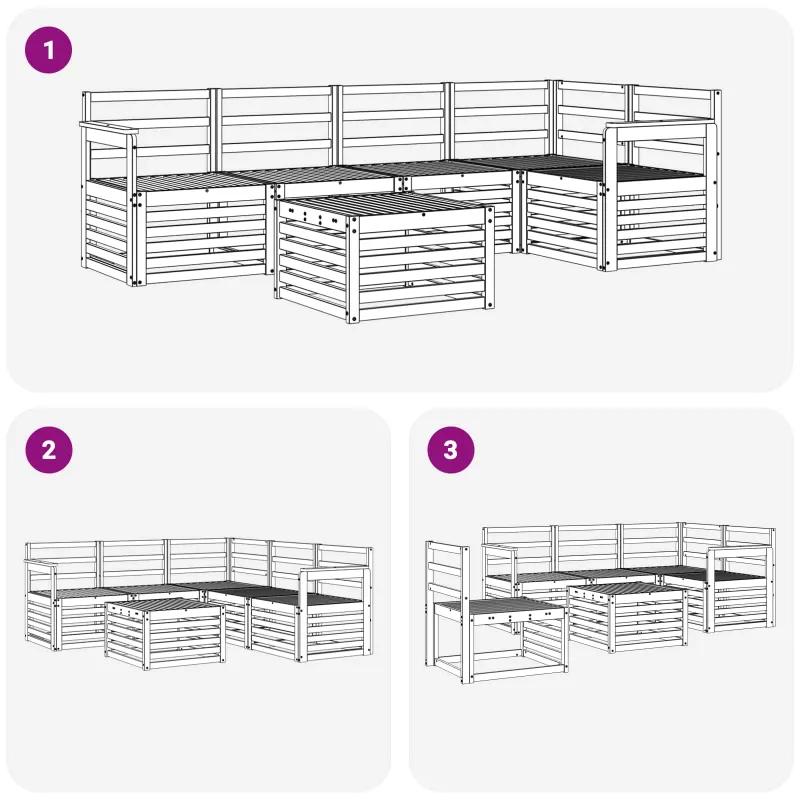 Lauko sofos komplektas 6 pcs Balta 59 x 59 x 37 cm