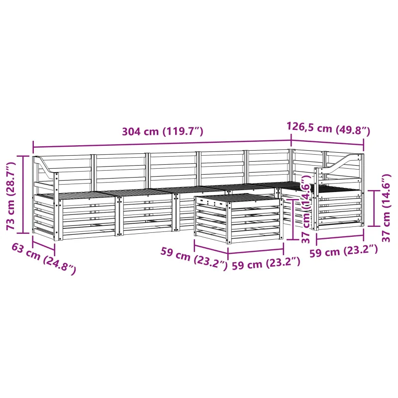 Lauko sofos komplektas 7 pcs Balta 59 x 59 x 37 cm