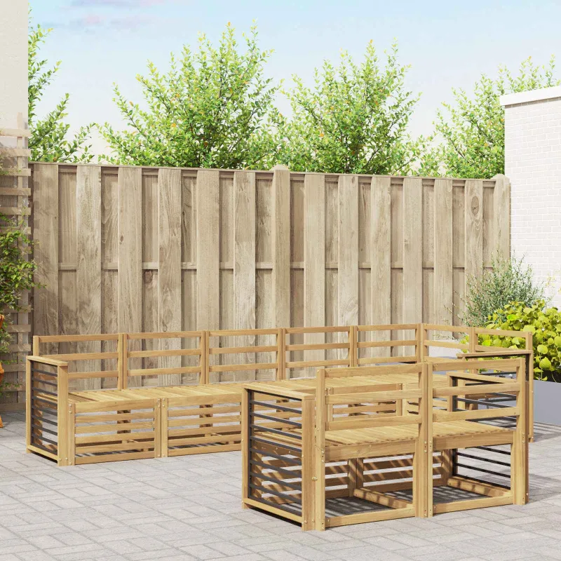 Lauko sofos komplektas 8 pcs Balta 306 x 128,5 x 73 cm