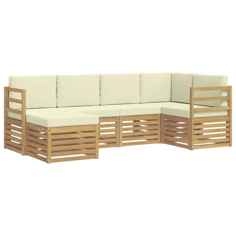 Lauko sofos komplektas 6 pcs Balta ir kreminė Poliesteris