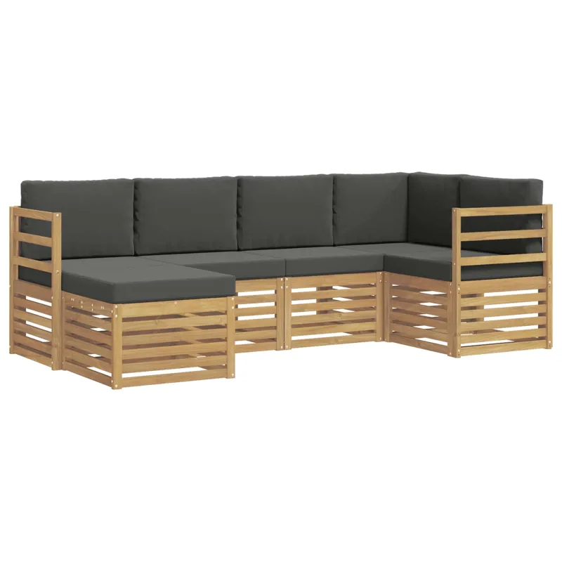 Lauko sofos komplektas 6 pcs Balta ir antracito Poliesteris